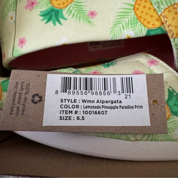Toms Lemonade Pineapple Paradise Print Alpargata Shoes 10016697 - Picture 3 of 5